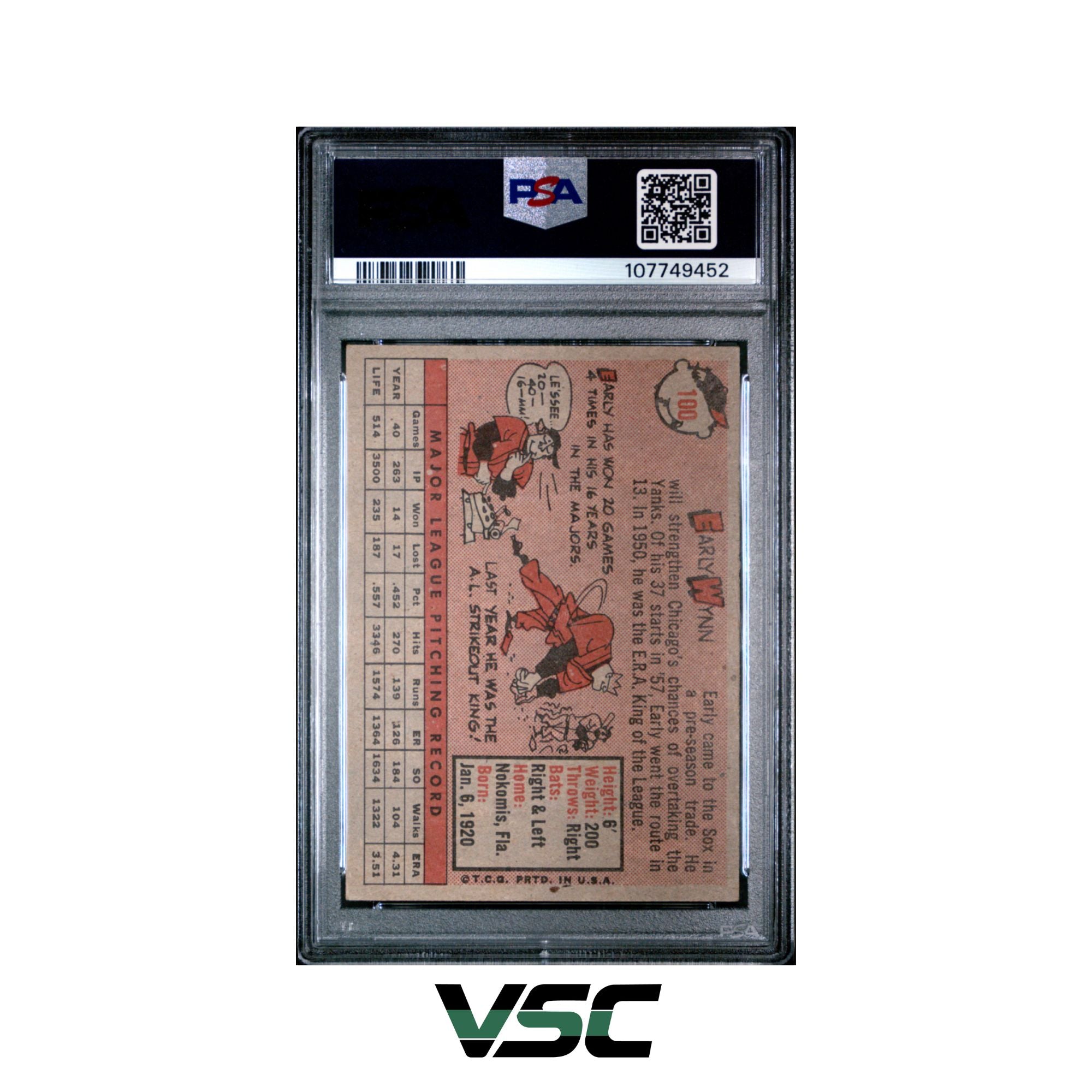 1958 Topps · Early Wynn · 100 · PSA 4