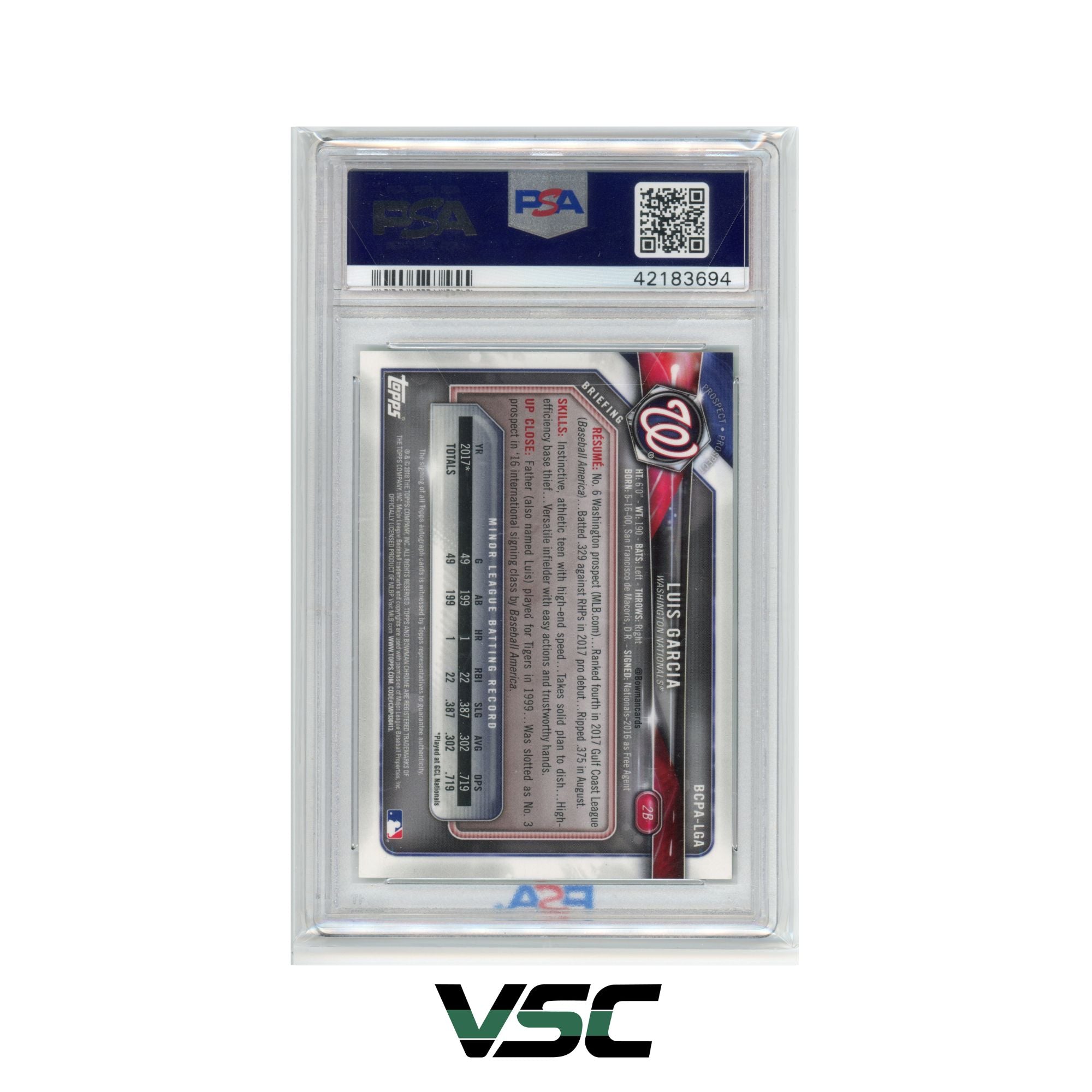 2018 Bowman Chrome  · Luis Garcia · LGA · PSA 9