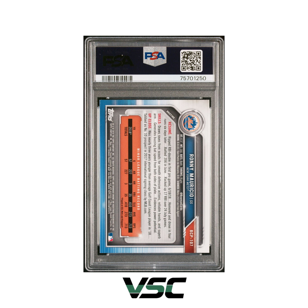 2019 Bowman · Ronny Mauricio · BCP-107 · PSA 10