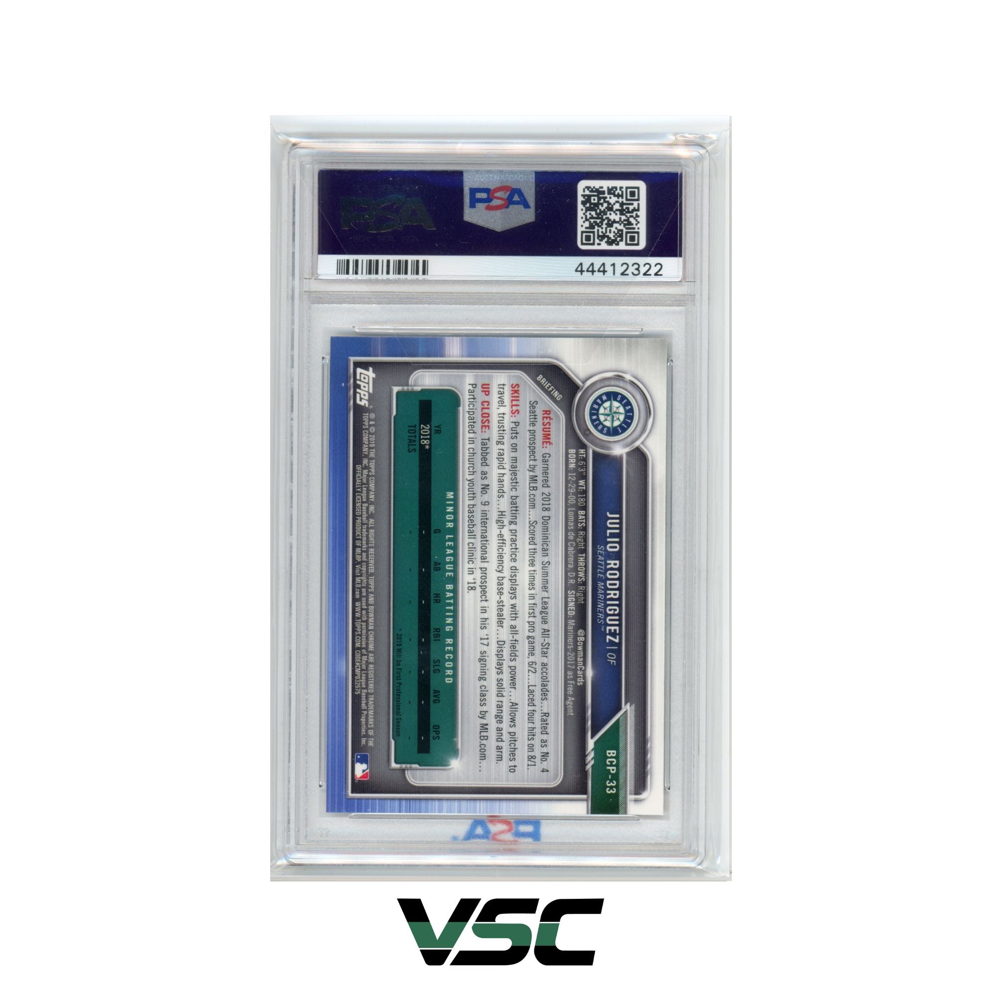 2019 Bowman · Julio Rodriguez · 33 · PSA 10