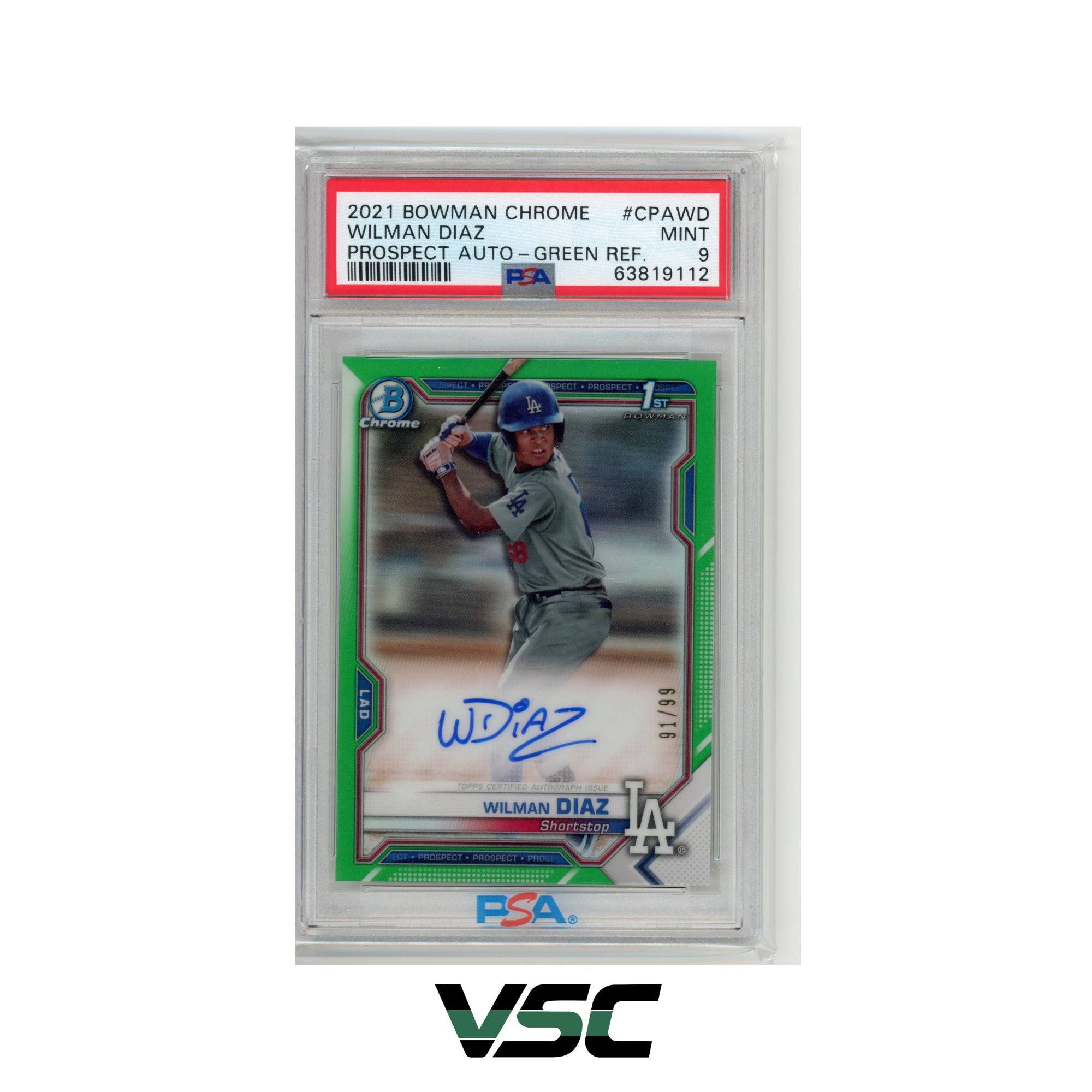 2021 Bowman Chrome · Wilman Diaz · CPAWD · PSA 9