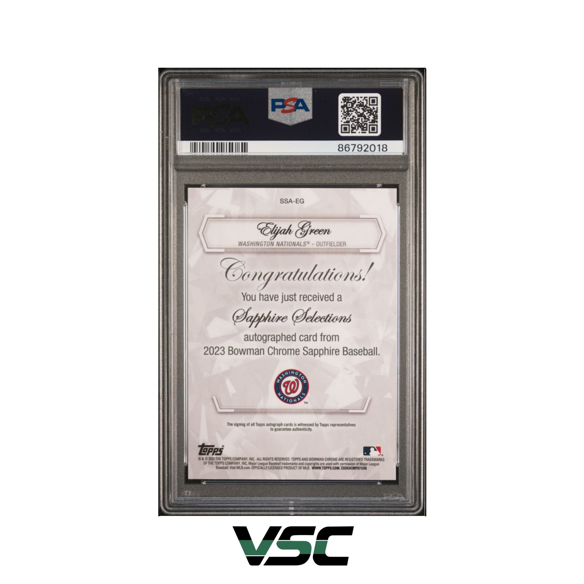 2023 Bowman Chrome S/E · Elijah Green · SSA-EG · PSA 10