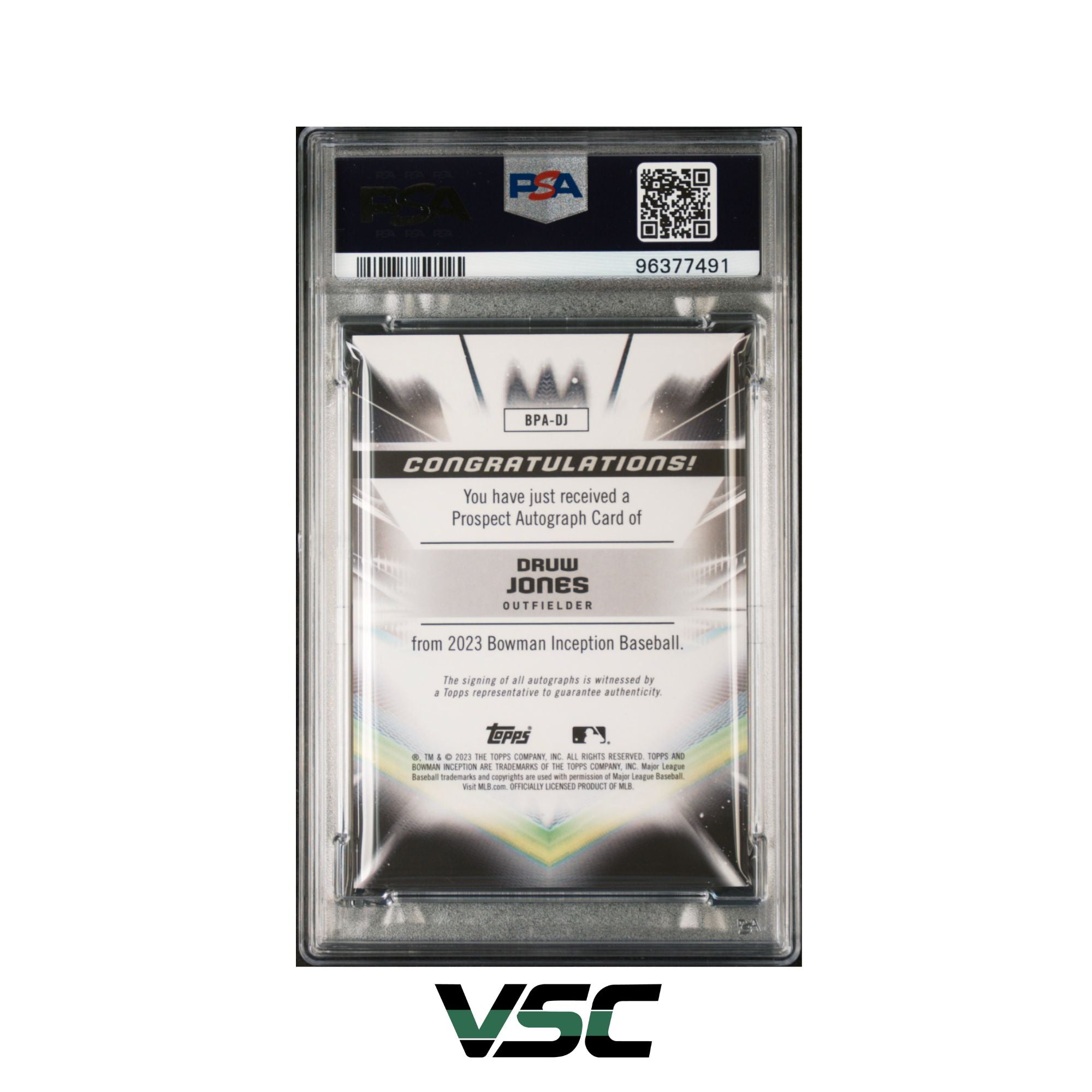 2023 Bowman Inception · Druw Jones · BPADJ · PSA 10