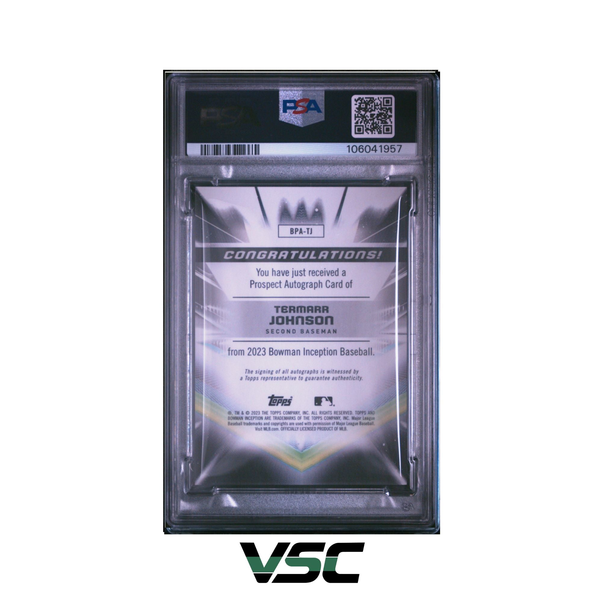 2023 Bowman Inception · Termarr Johnson · BPATJ · PSA 10