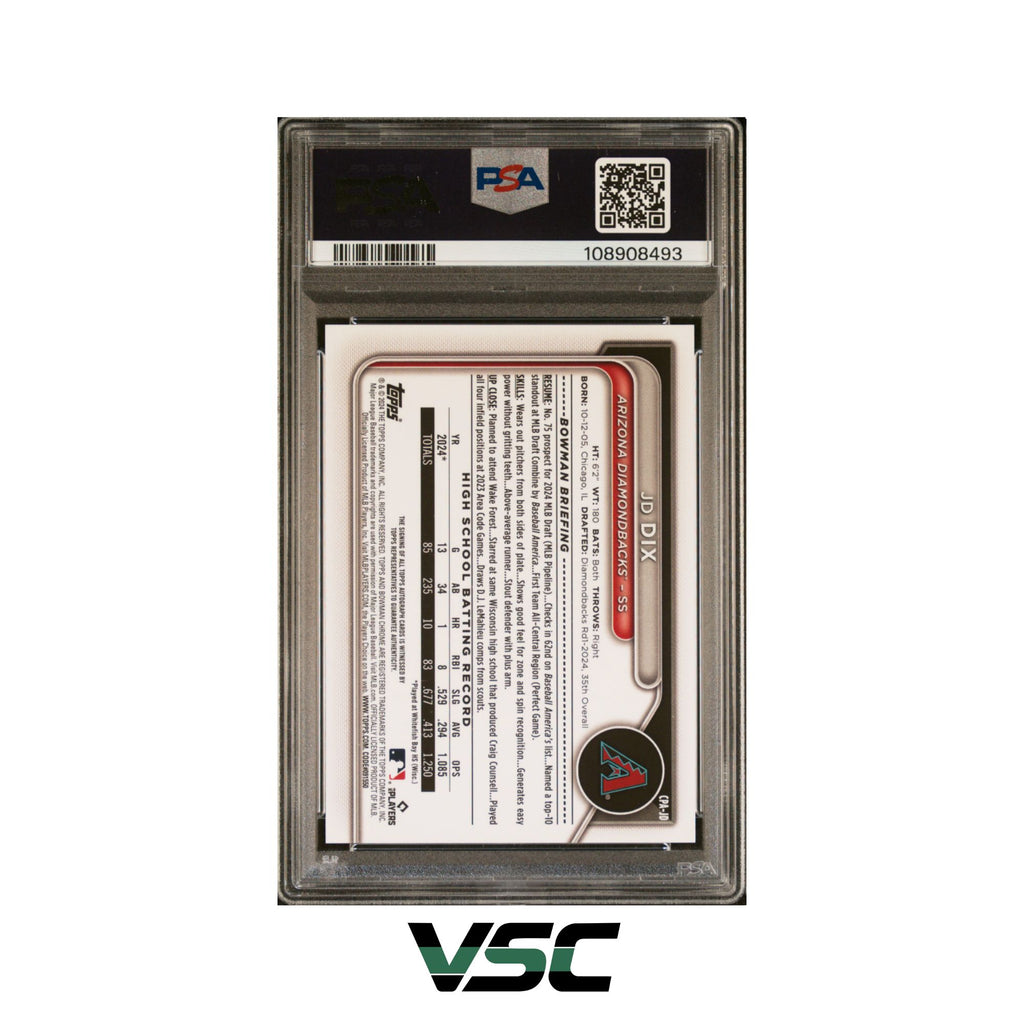 2024 Bowman Draft · JD Dix · CPAJD · PSA 9