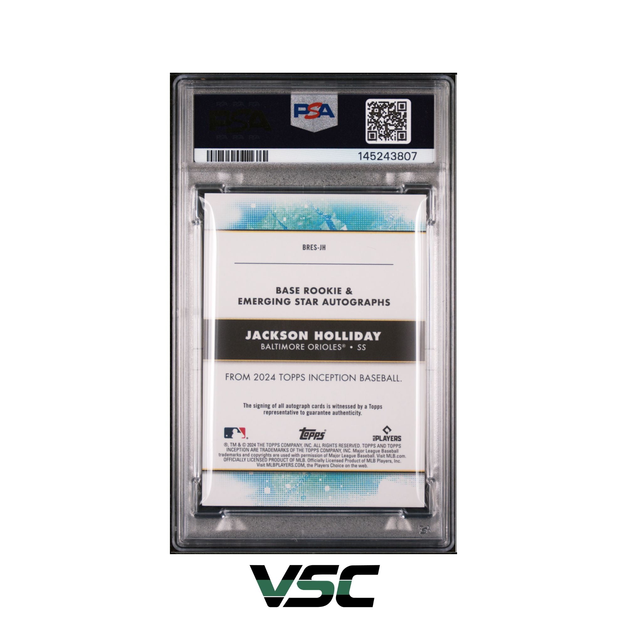 2024 Topps Inception · Jackson Holliday · BRESJH · PSA 7