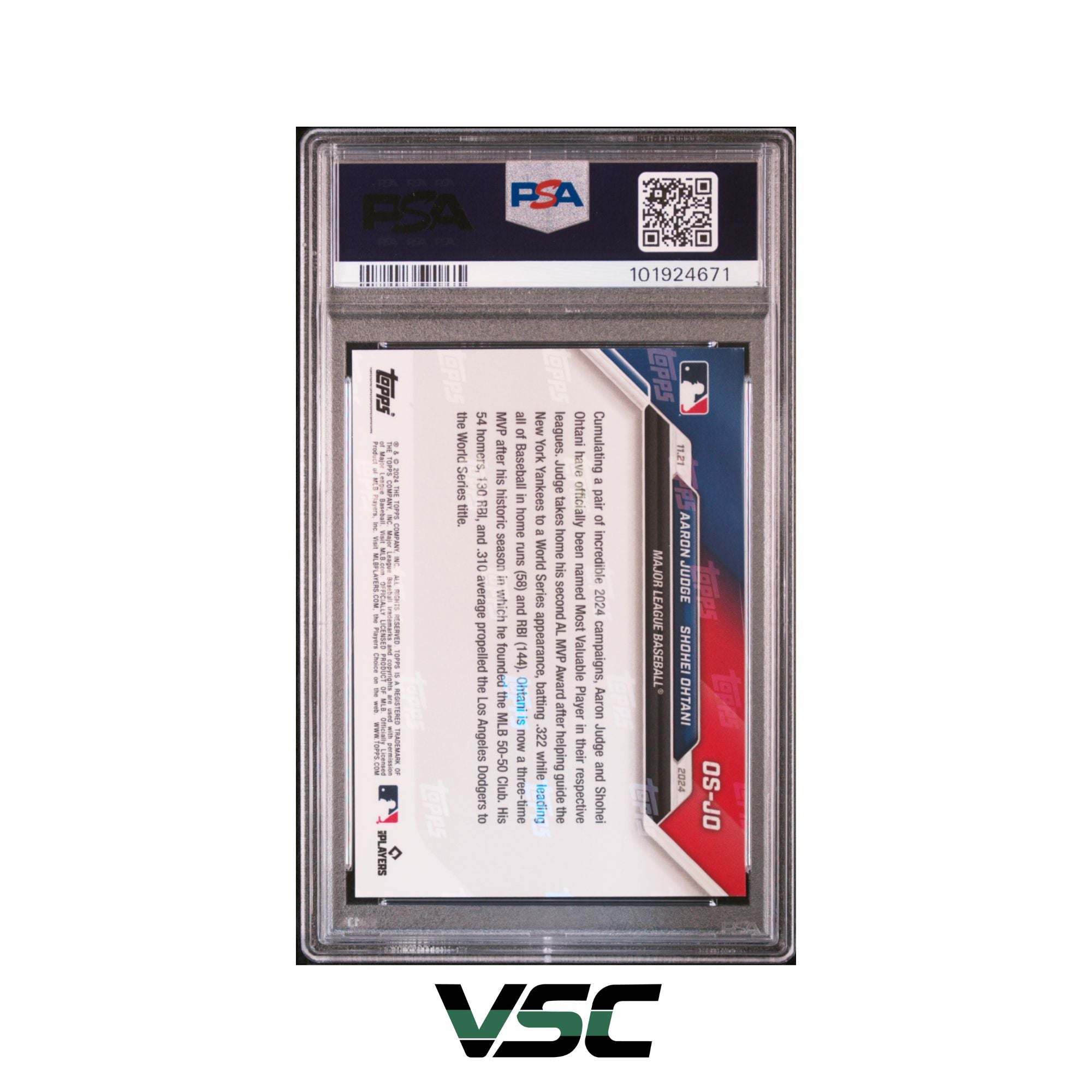 2024 Topps Now · Aaron Judge/Shohei Ohtani · OSJO · PSA 10