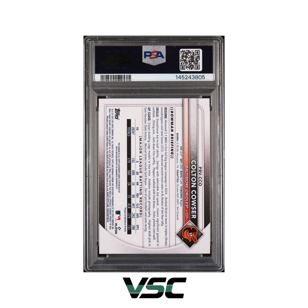 2025 Bowman · Colton Cowser · PRVCCO · PSA 8