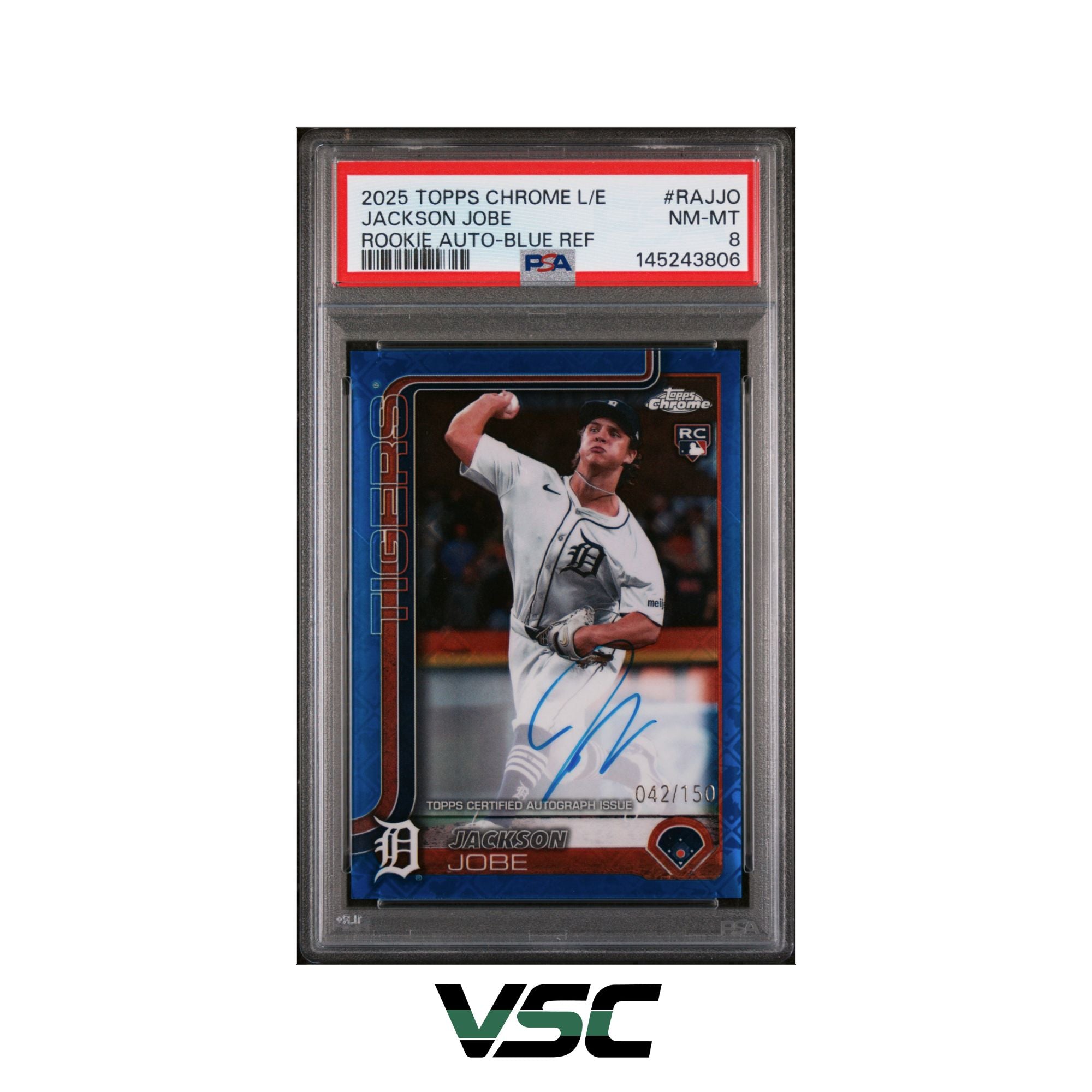 2025 Topps Chrome · Jackson Jobe · RAJJO · PSA 8