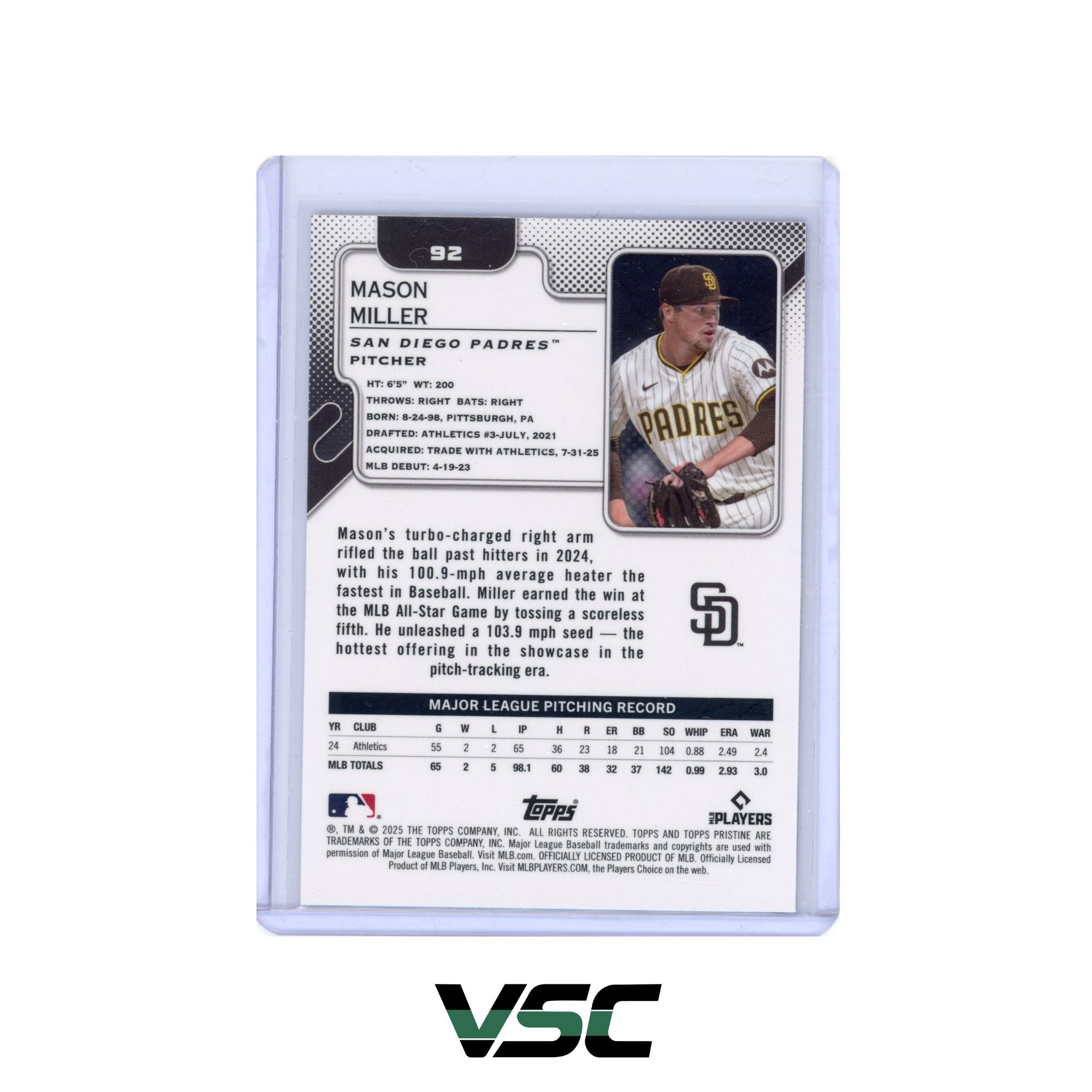 2025 Topps Pristine · Mason Miller · 92