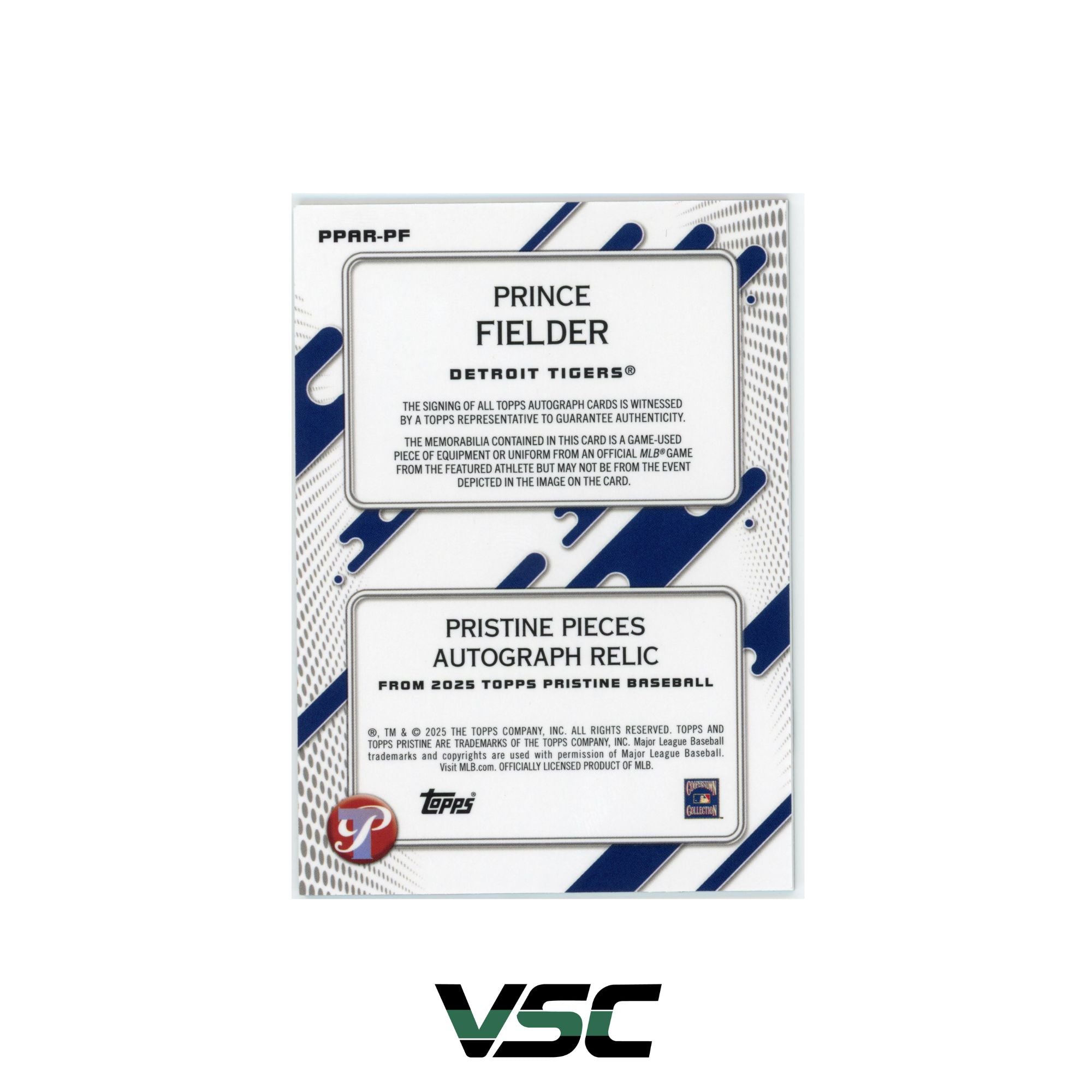 2025 Topps Pristine · Prince Fielder · PPARPF
