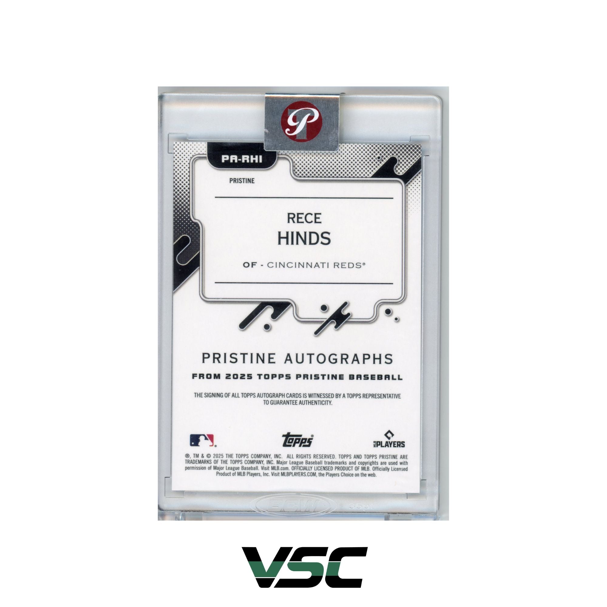 2025 Topps Pristine · Rece Hinds · PARHI