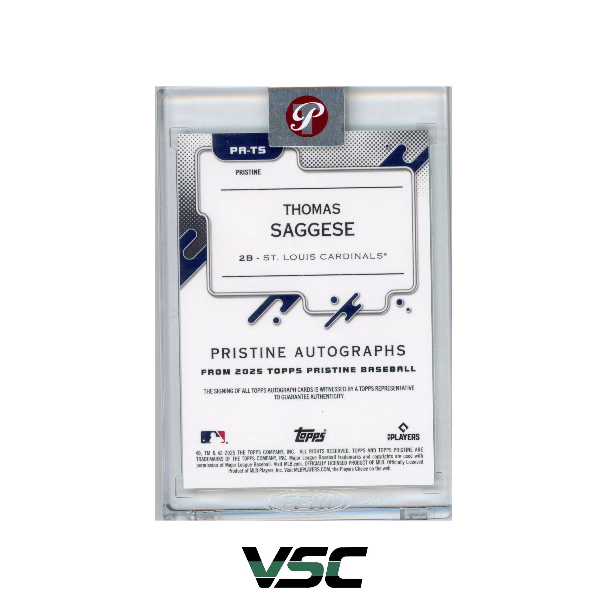 2025 Topps Pristine · Thomas Saggese · PATS