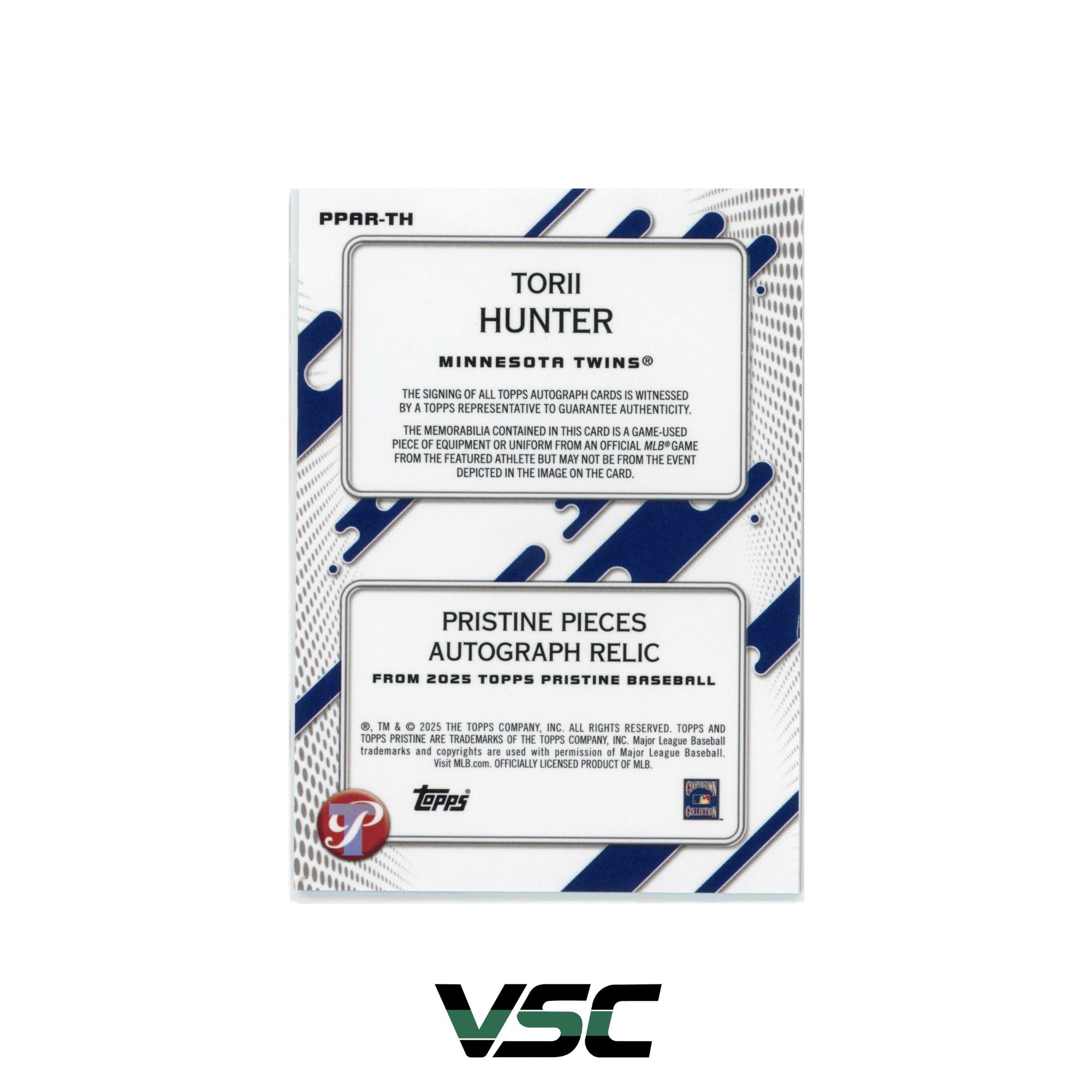 2025 Topps Pristine · Torii Hunter · PPARTH