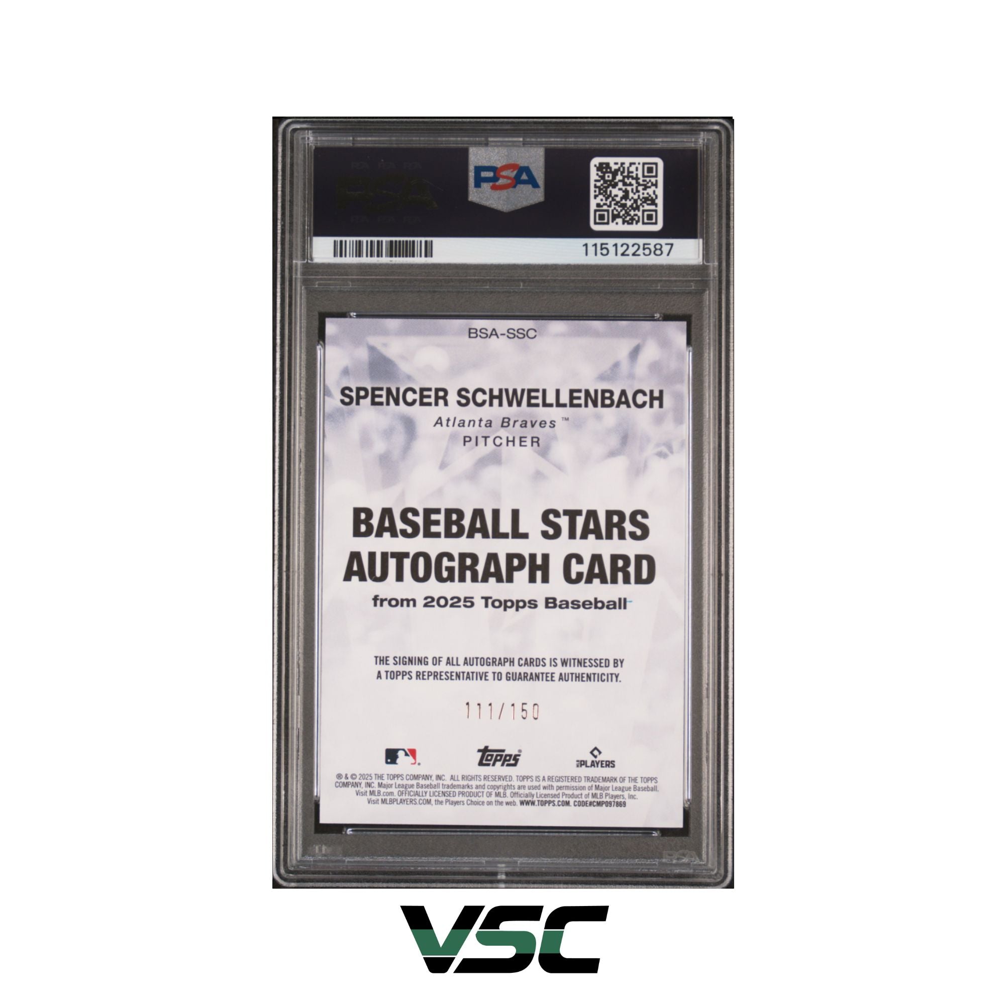 2025 Topps · Spencer Schwellenbach · BSASSC · PSA 8