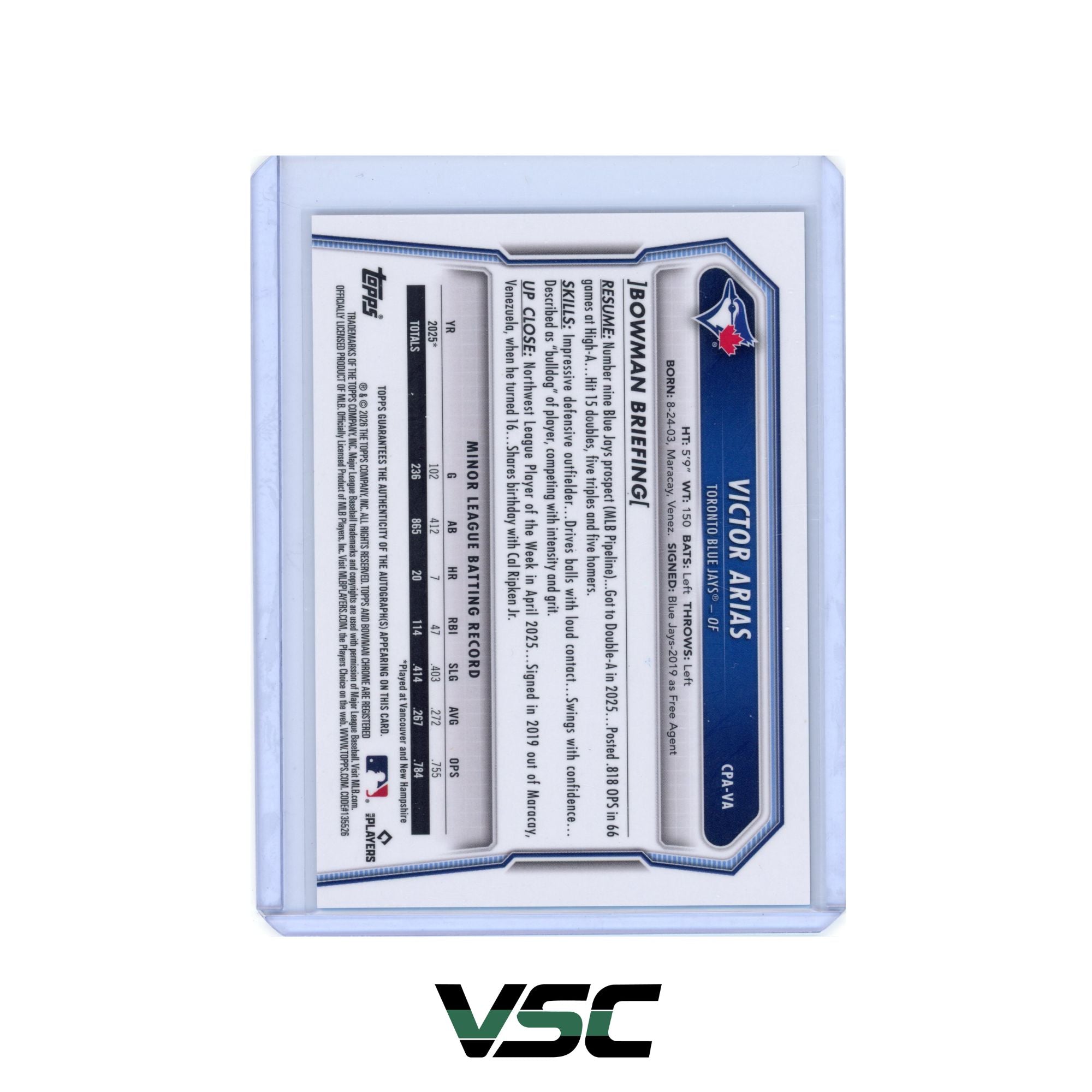 2026 Bowman Chrome · Victor Arias · CPA-VA