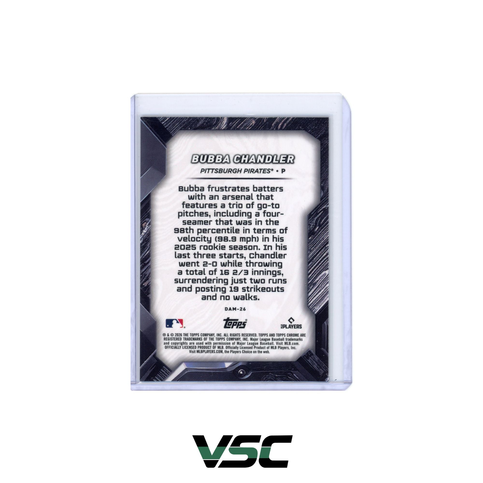 2026 Topps Chrome Black · Bubba Chandler · DAM26
