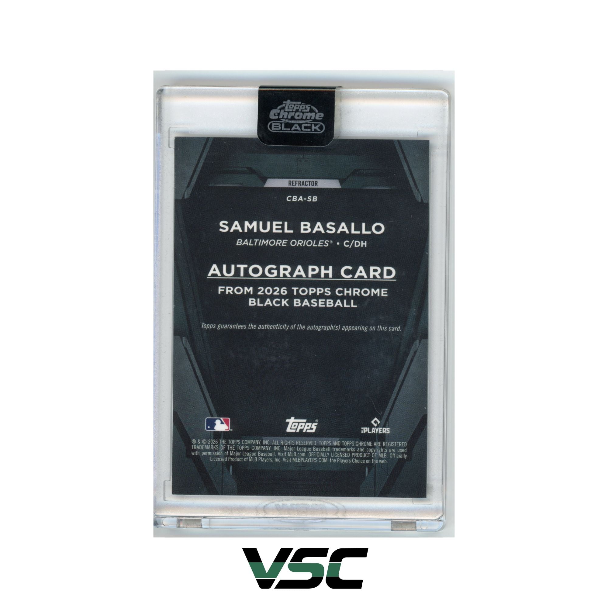 2026 Topps Chrome Black · Samuel Basallo · CBASB